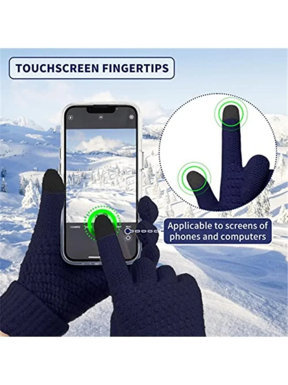Womens Touchscreen Gloves Winter Knit Warm Stretch Texting Gloves Set